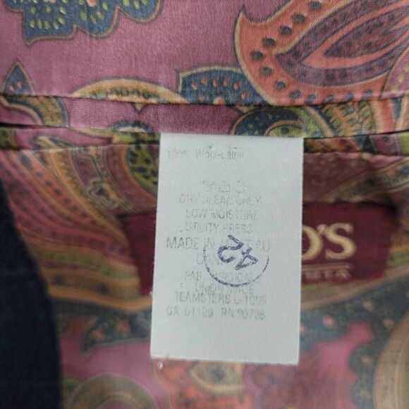 Ralph Lauren Blue Windowpane Wool Blazer Jacket Sz 46‎ R Paisley Satin Interior - Picture 6 of 12